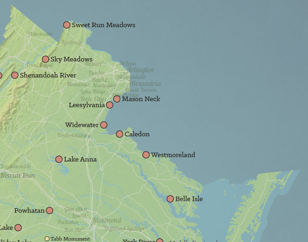 Virginia State Parks Map Print - natural earth