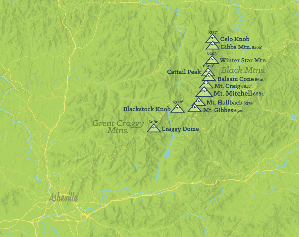 North Carolina 'Southern Sixers' / 'South Beyond 6000' Map Print - bright green