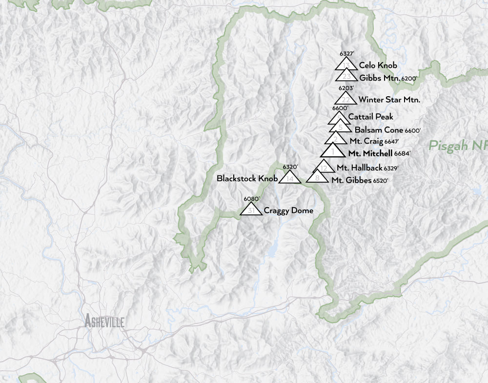 North Carolina 'Southern Sixers' / 'South Beyond 6000' Map Print - gray