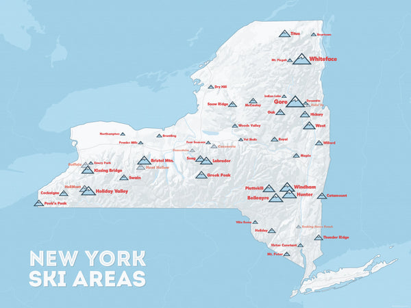New York Ski Resorts Map Poster - Best Maps Ever