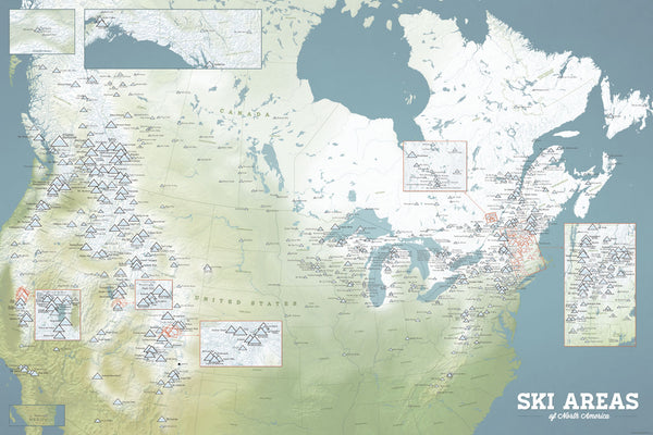 North America Ski Resorts Map 24x36 Poster - Best Maps Ever