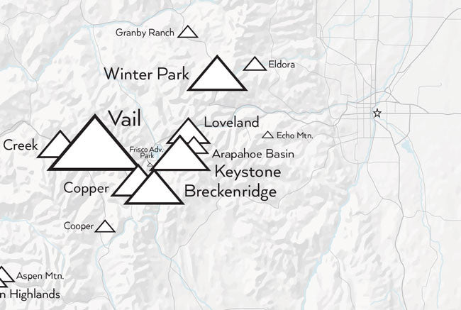 Colorado Ski Resorts Checlist Map - gray