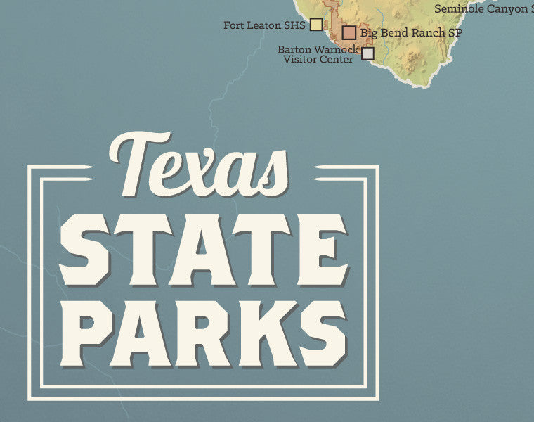 Texas State Parks map print - natural earth