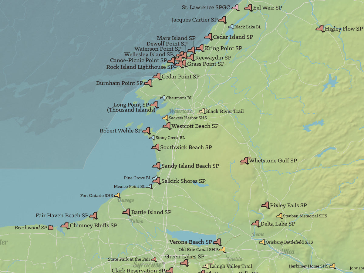 New York State Parks Map Poster - natural earth