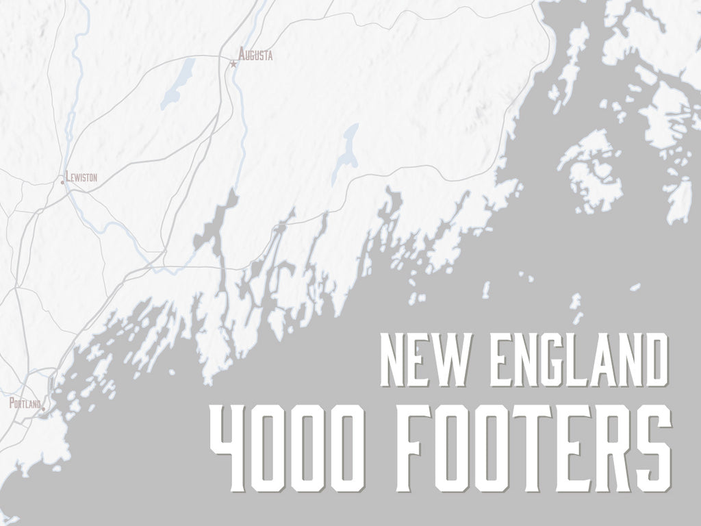 New England 4000 Footers Map Poster - white & gray