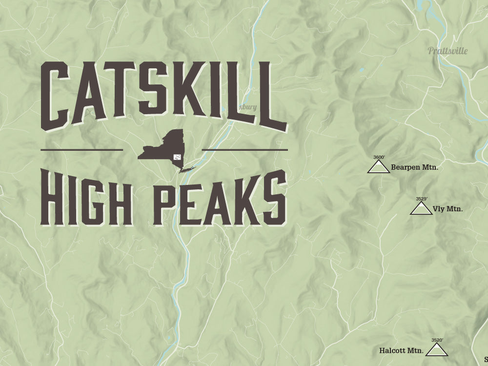 Catskill High Peaks map poster - Sage
