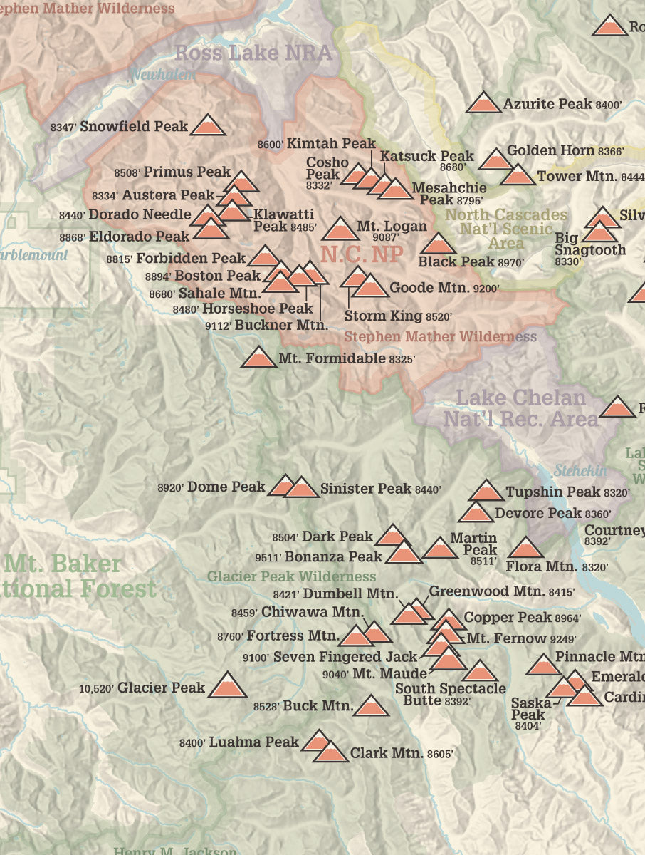 Washington Bulger List map checklist poster - tan with federal lands