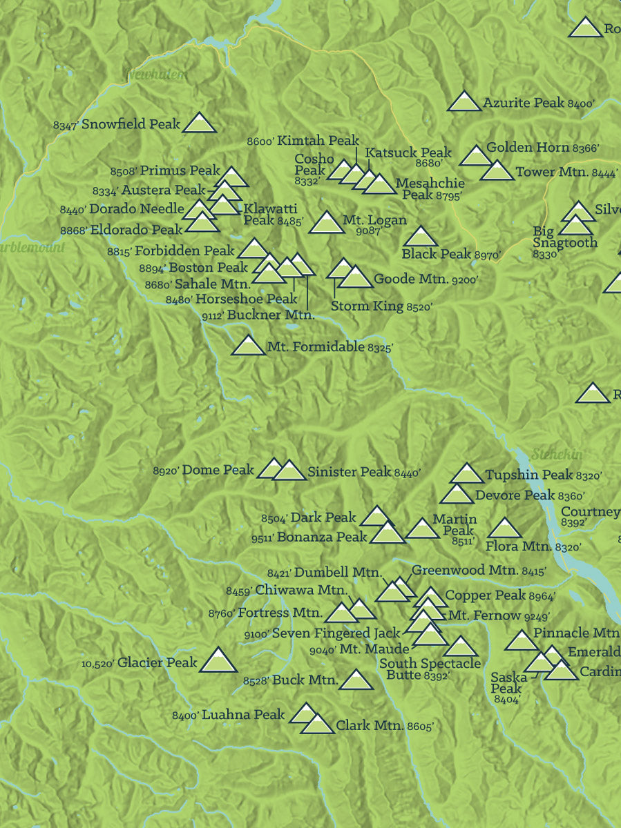 Washington Bulger List map poster - bright green
