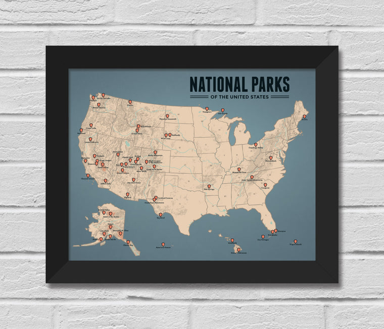 US National Parks Map 11x14 Print