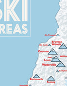 New Hampshire Ski Resorts Map Print - white & light blue