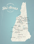 New Hampshire Ski Resorts Map Print - Beige & Opal Blue