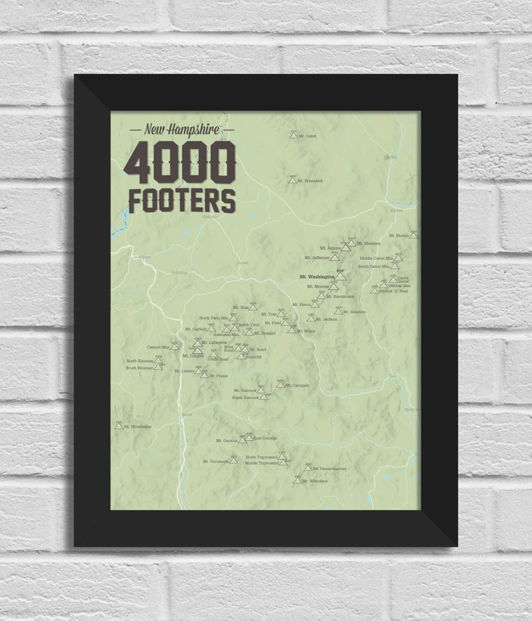 New Hampshire 4000 Footers Map 11x14 Print