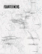 Colorado 14ers Fourteeners Checklist Map - gray