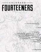 Colorado 14ers Fourteeners Checklist Map - gray