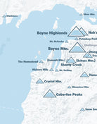 Michigan Ski Areas Resorts Map Print - white & light blue