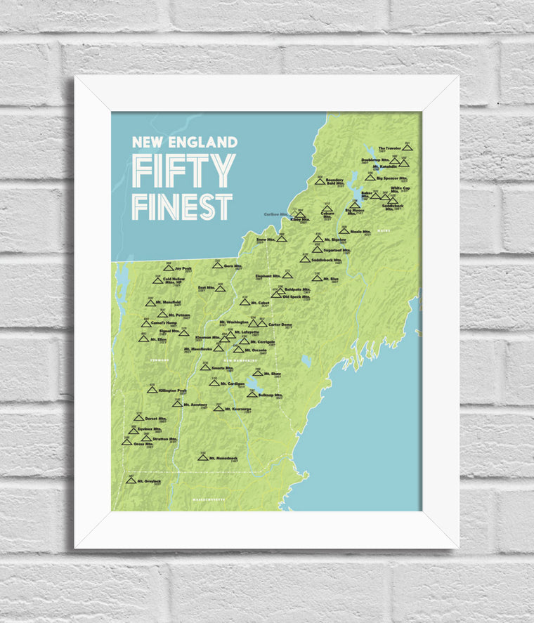 New England 50 Finest Map 11x14 Print