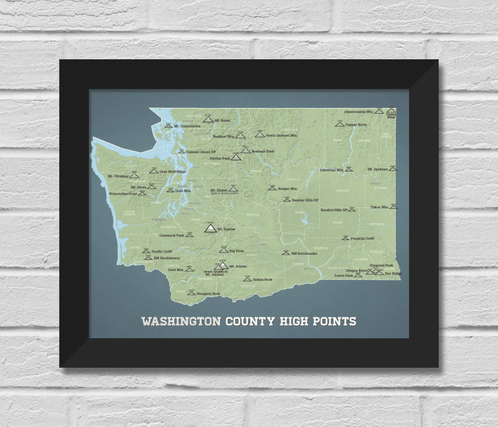 Washington County Highpoints Map 11x14 Print