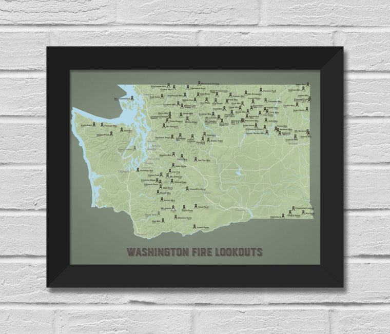 Washington Fire Lookouts Map 11x14 Print