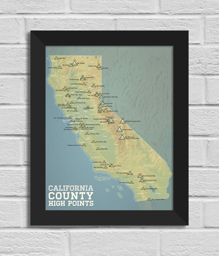California County Highpoints Map 11x14 Print