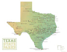 Texas State Parks map print - green & white