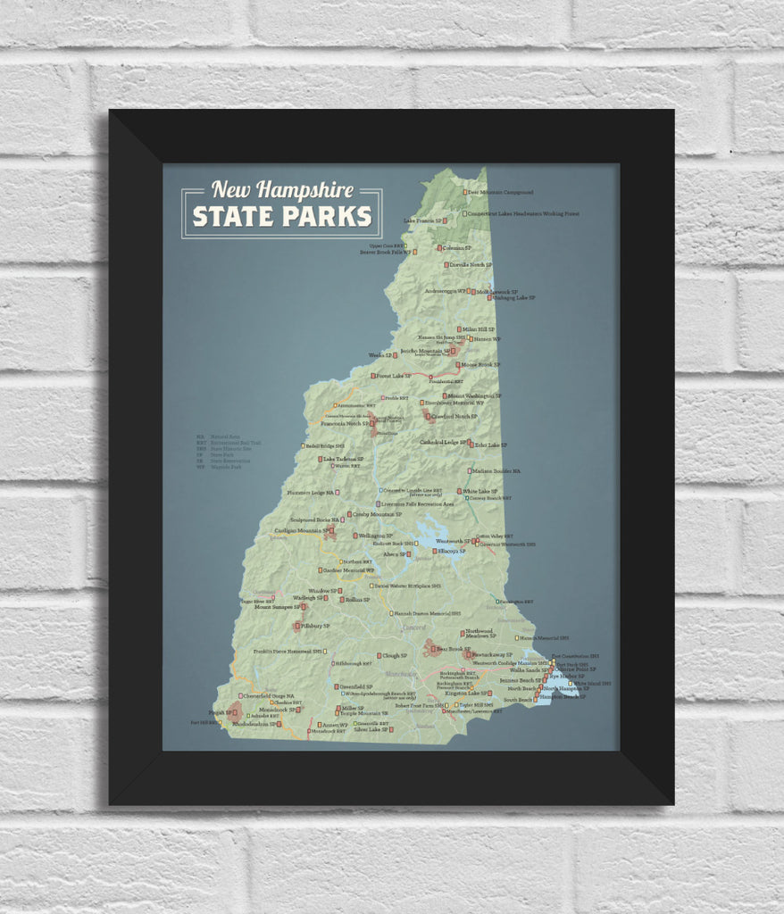 New Hampshire State Parks Map 11x14 Print