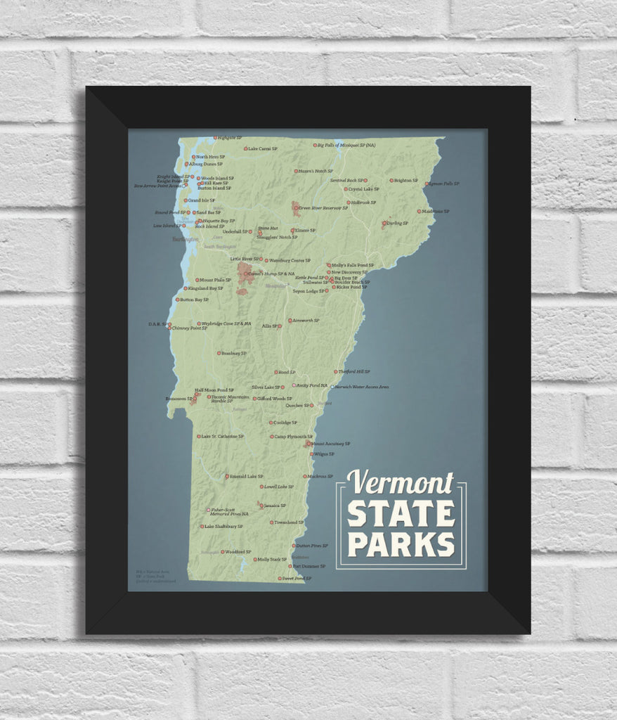 Vermont State Parks Map 11x14 Print