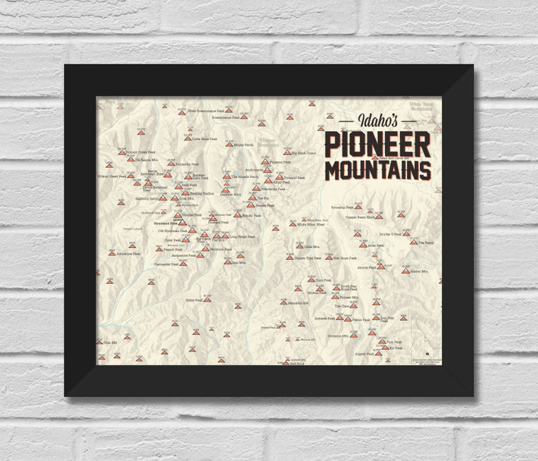 Pioneer Mountains (Idaho) Climbers' Map 11x14 Print