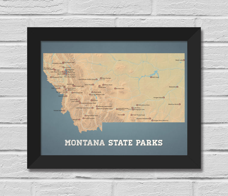 Montana State Parks Map 11x14 Print
