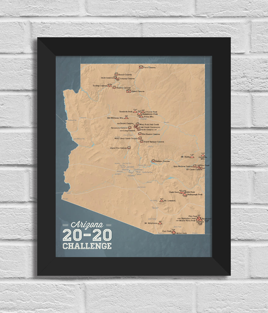Arizona 20-20 Challenge Map 11x14 Print