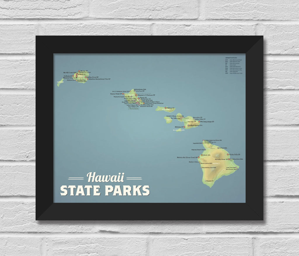Hawaii State Parks Map 11x14 Print