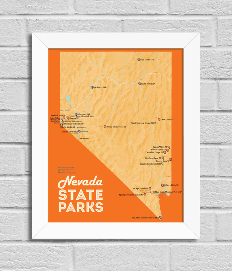 Nevada State Parks Map 11x14 Print