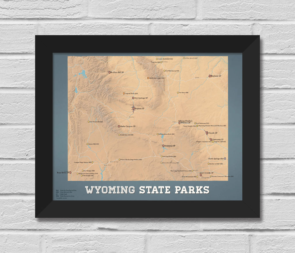 Wyoming State Parks Map 11x14 Print