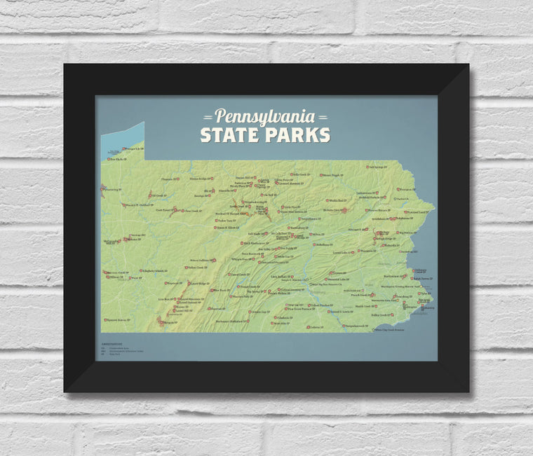 Pennsylvania State Parks Map 11x14 Print
