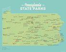 Pennsylvania State Parks Map Print - green & aqua