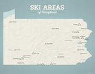Pennsylvania Ski Areas & Resorts Map - beige & opal blue