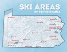 Pennsylvania Ski Areas & Resorts Map - white & light blue