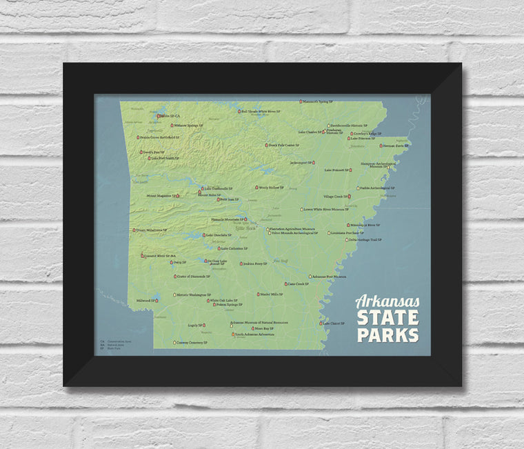 Arkansas State Parks Map 11x14 Print