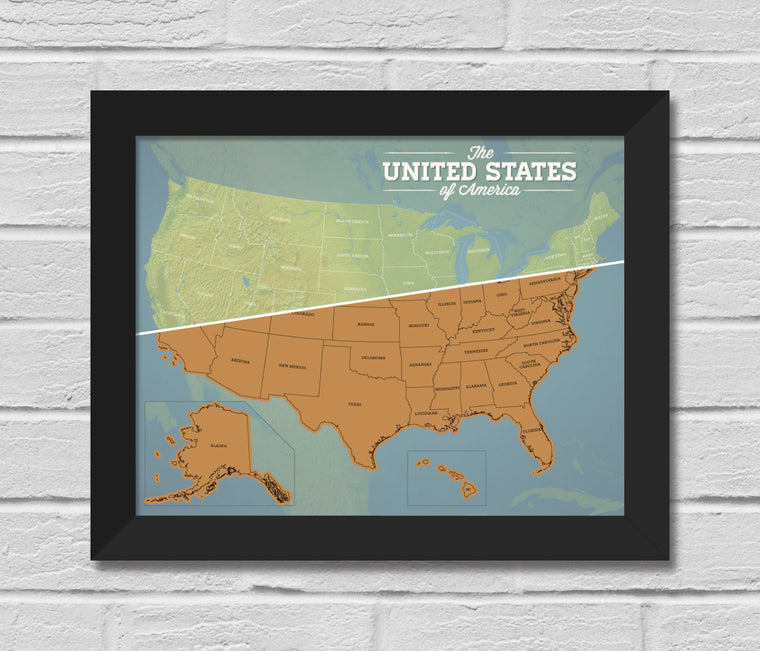 USA 50 States Scratch-Off Checklist Map 11x14 Print
