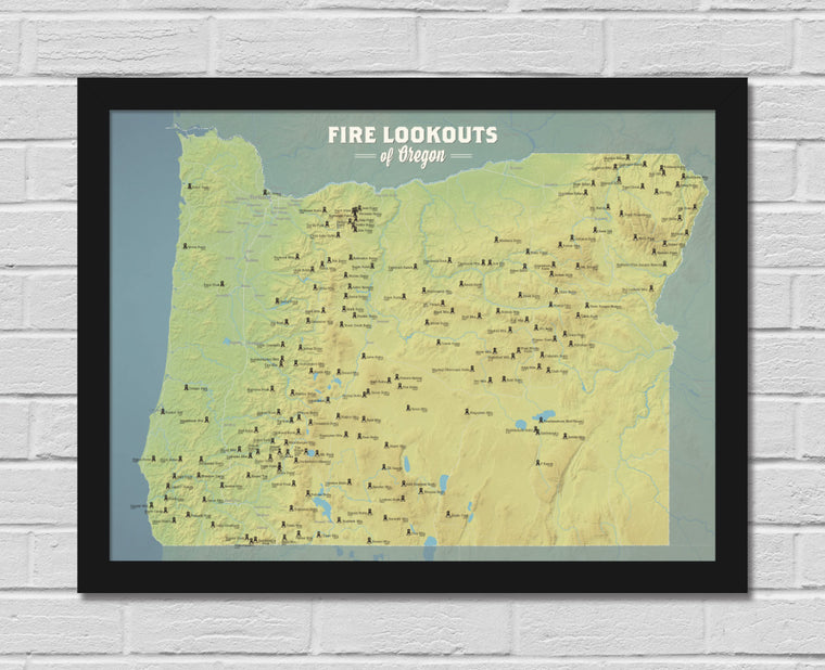 Oregon Fire Lookouts Map 18x24 Poster