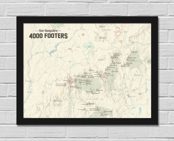 New Hampshire 4000 Footers Map 18x24 Poster