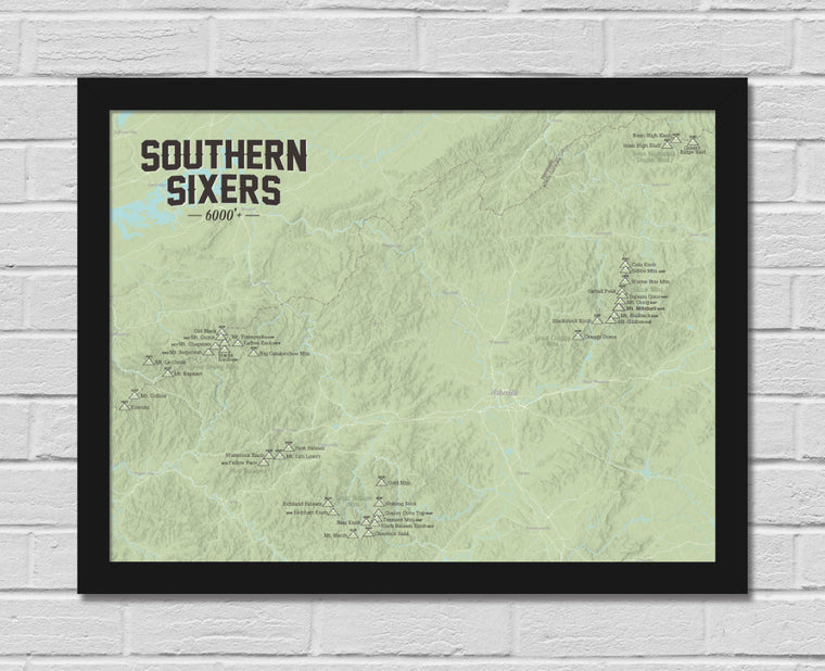 North Carolina & Tennessee 'Southern Sixers' Map 18x24 Poster