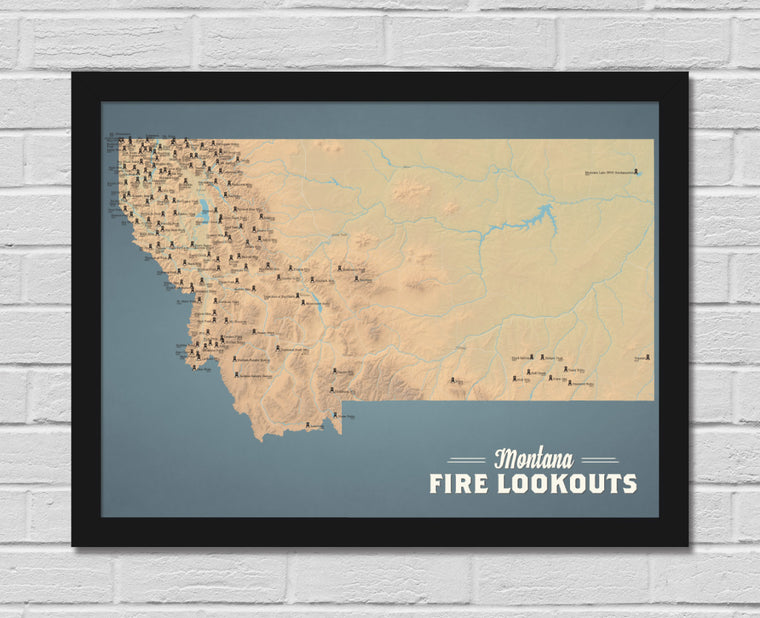 Montana Fire Lookouts Map 18x24 Poster