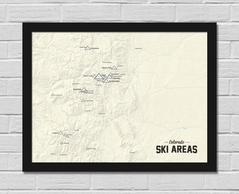 Colorado Ski Resorts Map 18x24 Poster