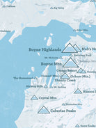 Michigan Ski Areas Resorts Map Poster - white & light blue