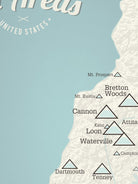 New Hampshire Ski Resorts Map Poster - beige & opal blue