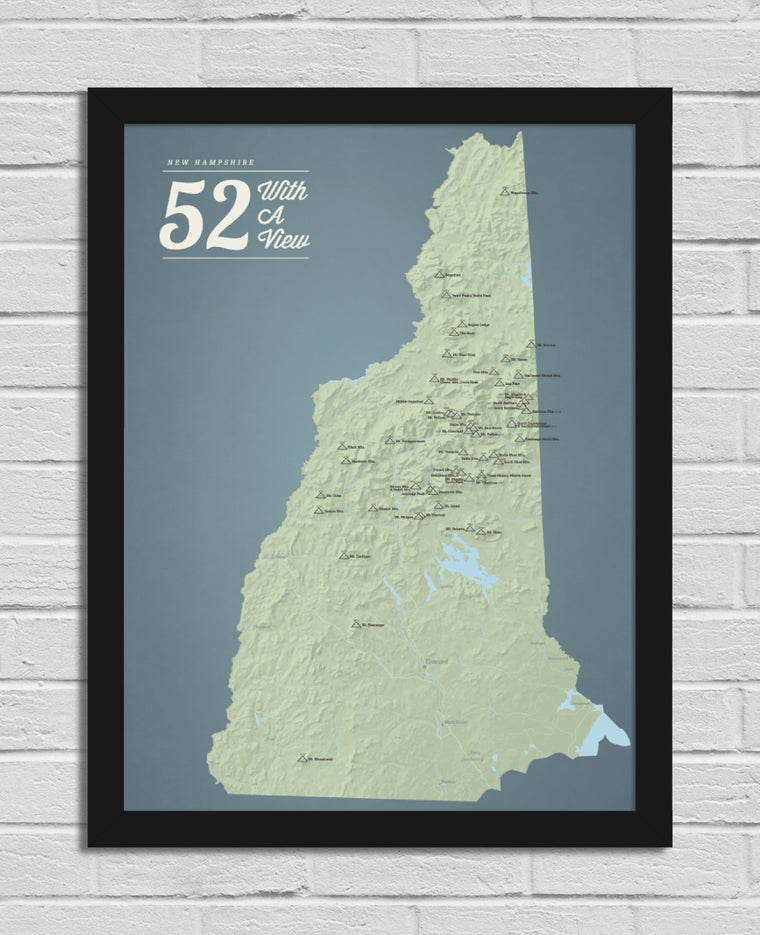 New Hampshire '52 With A View' Map 18x24 Poster