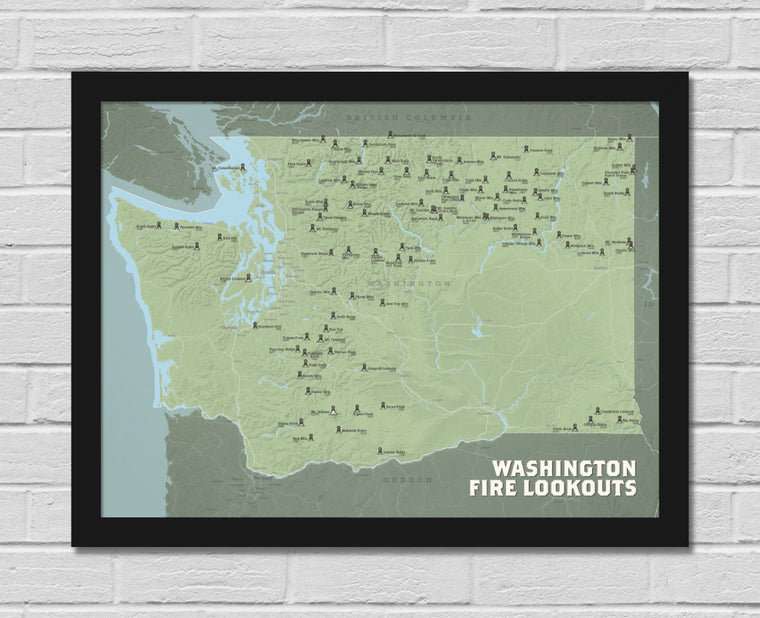 Washington Fire Lookouts Map 18x24 Poster