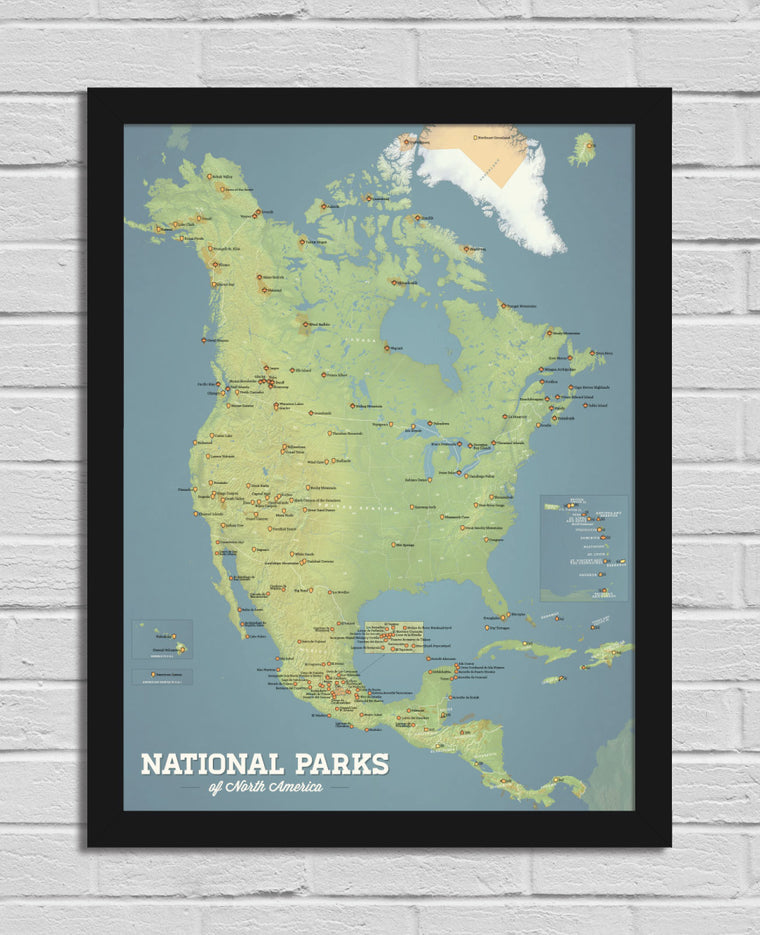 North America National Parks Map 18x24 Poster