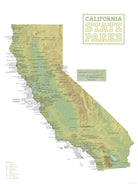 California State Parks Map Poster - green & white