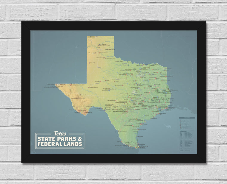 Texas State Parks & Federal Lands Map 18x24 Poster